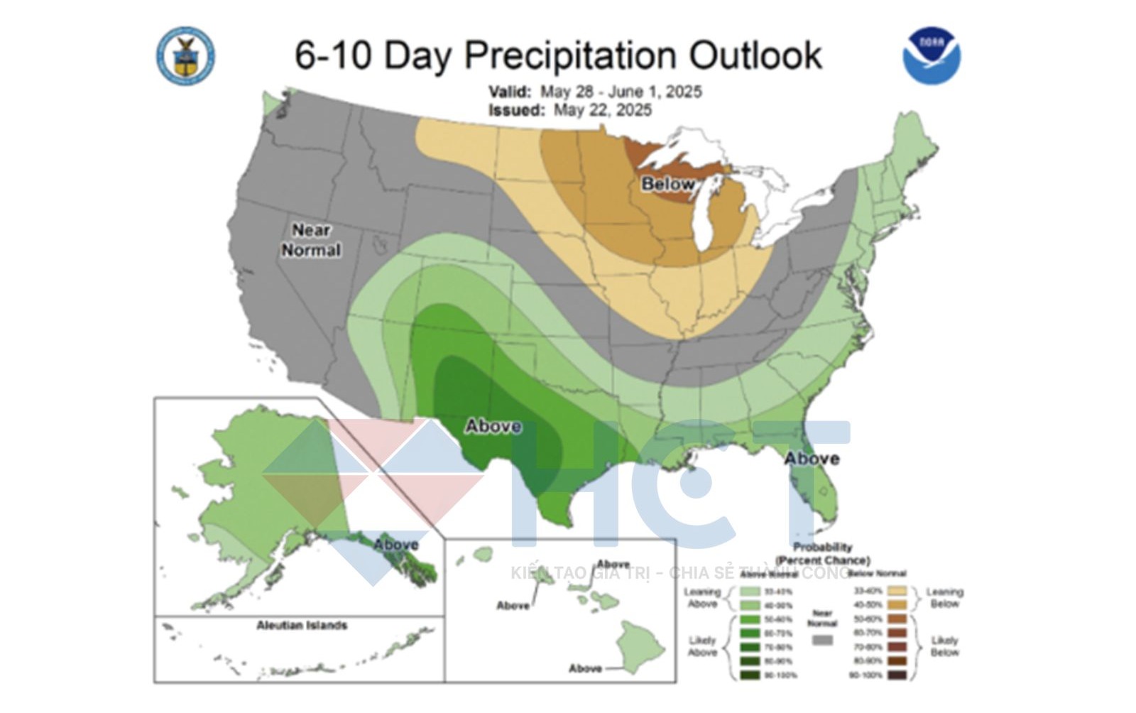 Dự báo lượng mưa trong 6-10 ngày tới tại Mỹ