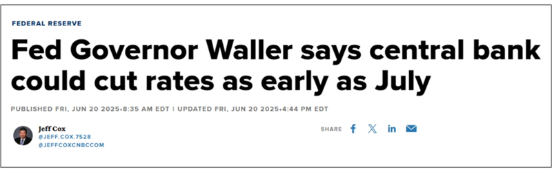 Thống đốc Fed Waller cho biết Fed có thể cắt giảm lãi suất sớm nhất là vào tháng 7