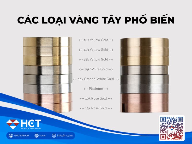 các loại vàng tây phổ biến