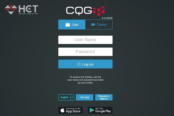 Đăng nhập trên CQG