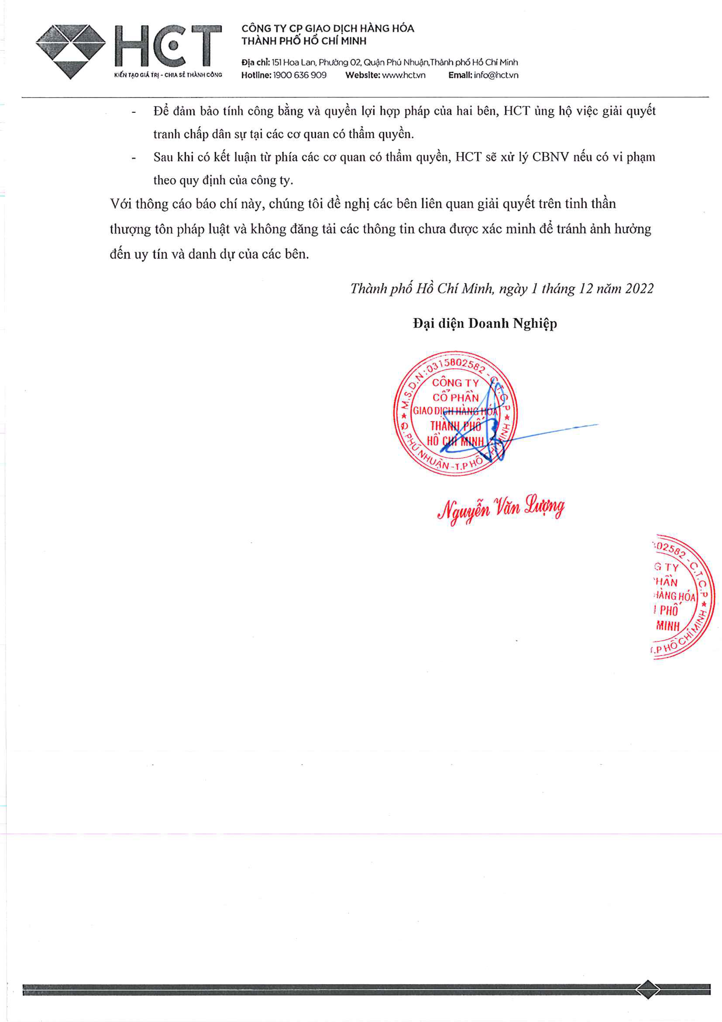Thông cáo báo chí ngày 1/12/2022 - 02